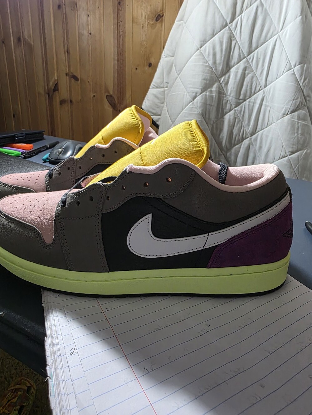 Jordan 1 Low-"Tokyo Biohack" Pink, Yellow, Black, Purple, Gray Size 11m.